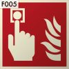 Fire alarm hand signal, backlight plastic-based safety sign self-adhesive 15x15 cm - IMPLASER B150