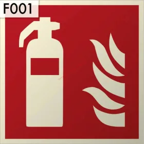   Fire extinguisher, Illuminated plastic safety sign board 21x21 cm - IMPLASER B150