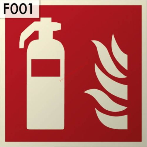 Tűzoltó készülék, Utánvilágító műanyag biztonsági jel tábla 21x21 cm - IMPLASER B150