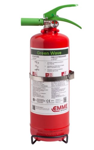 MAXFIRE GREEN 2 literes ABF habbal oltó tűzoltó készülék 8A 34B 25F, olaj és zsír tüzekre