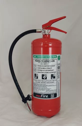 MAXFIRE GREEN 6 kg-os ABC porral oltó, poroltó tűzoltó készülék 34A 233B C + ajándék függesztő