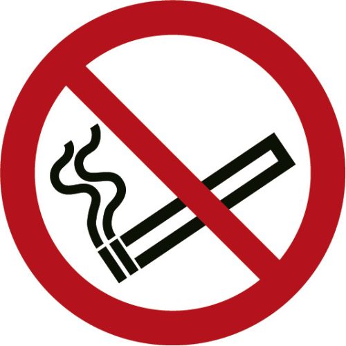 Dohányozni TILOS biztonsági jel műanyag tábla 22,4x22,4 cm