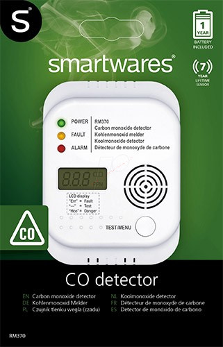 Smartwares RM370 Kohlenmonoxid CO Melder mit Display und Temperaturanzeige