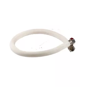   1 inch - Connection hose 1 m, D-25 white, fabric-covered plastic, clipped - BOG (FER)