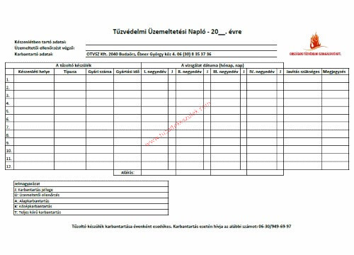 Fire extinguisher fire protection operation log FREE