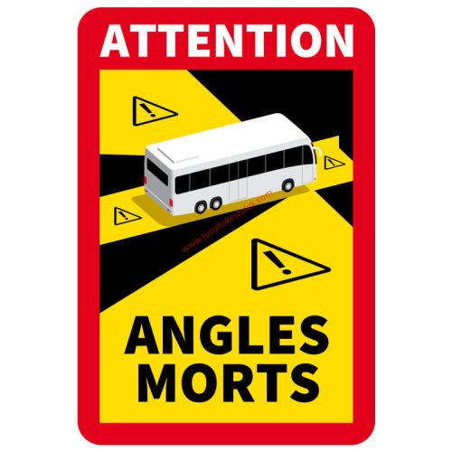 Sticker Angles Morts - Blind spot warning sticker, for bus - French, bus - 3 pcs