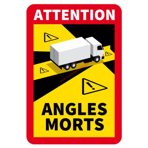Matrica Angles Morts – Holttér figyelmeztető matrica, kamion, tgk - francia - 3 db