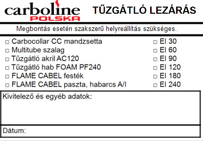 Tűzgátló lezárás címke CARBOLINE termékekhez (20 db)