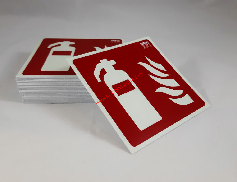 Tűzoltó készülék, Utánvilágító műanyag biztonsági jel tábla 15x15 cm - IMPLASER B150