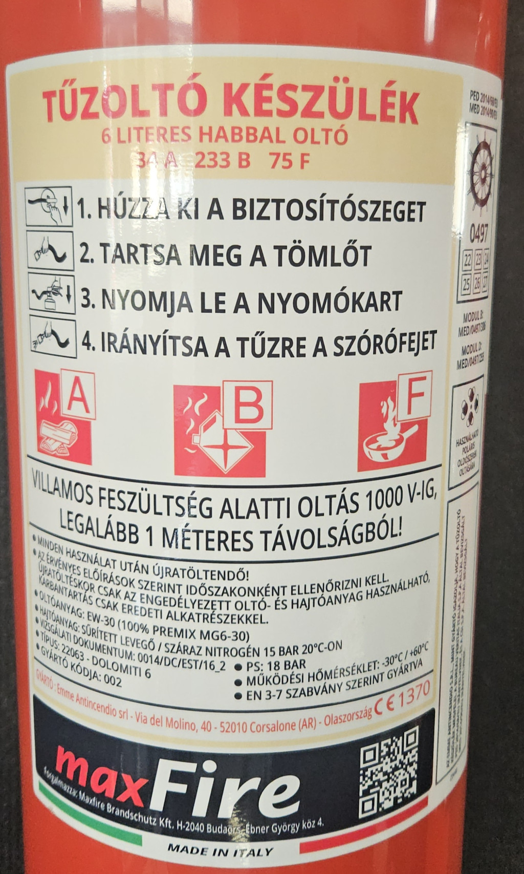 Készülék címke MAXFIRE EMME DOLOMIT